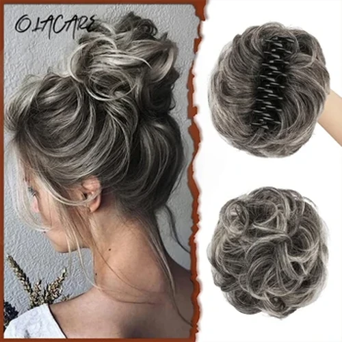 Chignon sintetico Chignon disordinato Clip per capelli in un pezzo di capelli Capelli ricci ondulati Chignon Estensioni coda di cavallo Scrunchie Posticci per le donne
