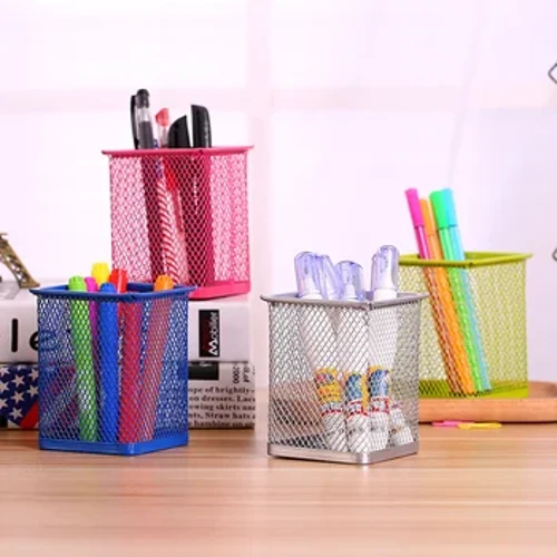1pc, Neie Bleistifthalter Büro Desk Metal Mesh Square Pen Pot Coupe Case Container Organizer Haltbar Bleistift Case