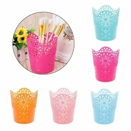 Sáng Tạo Rỗng Hoa Hồng Bút Bút Chì Nồi Bàn Chải Hộp Chứa Đồ Sắp Xếp Bàn Nhựa Văn Phòng Phẩm Bút Vật Dụng Văn Phòng