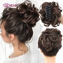 HUAYA Messy Curly Short Synthetic Hair Extension Chignon Donut Roller Bun Wig Claw Clip In Hairpiece para sa mga Babae