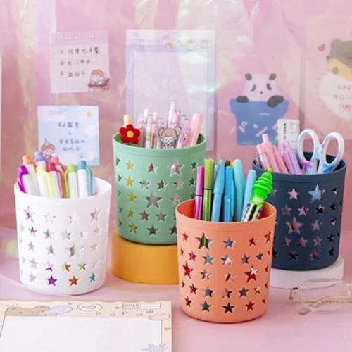 Ijodiy ichi bo'sh yulduzlar qalamli qozon ushlagichi cho'tkasi saqlash konteyneri Stol tashkilotchisi Plastik ish yuritish qalam ushlagichi Ofis materiallari