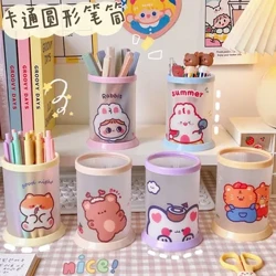 Sød rund foldeblyantholder Creative Pen Pot Etui Office Desktop Opbevaringsboks Papir Organizer Pen Container Penalhus