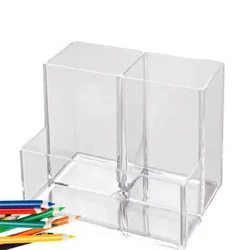 Durchsichtiger Acryl-Bleistifthalter, 4 Fächer, Make-up-Organizer, Bleistiftbecher, durchsichtiger Acryl-Stiftebehälter, Schreibwaren-Organizer, Bleistift