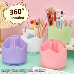 Malaking Capacity Pen Holder Desk Organizer 360° Rotating Pencil Holder Pot Brush Storage Container Box Plastic Stationery Isaayos
