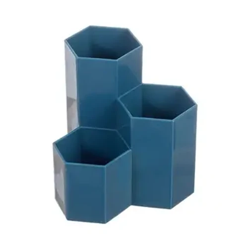 Stiftehalter Sechseck Schreibtischhalter Ständer 3 Schlitz Stiftbecher Make-up-Topf Box Schreibwaren-Organizer für Home Office Schule Schwarz