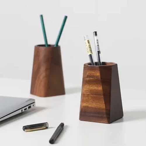 Vintage Walnut Wood Pen U'u Ofisa Desktop Meatusi Teuga Pencil Pusa Laulau Fa'aputu ipu