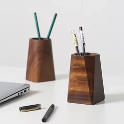 Vintage Walnut Wood Pen U'u Ofisa Desktop Meatusi Teuga Pencil Pusa Laulau Fa'aputu ipu
