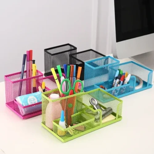 3-in-1 Stol gurnaýjy Galam ruçka eýesi metal çukur simli guramaçy De Escritorio Lapices Ofis stol esbaplary