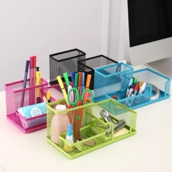 3-in-1 Mahai Antolatzailea Arkatza Pen Hollow Metal hutsa sare alanbre Antolatzailea Escritorio Lapices Bulegoko mahai osagarriak
