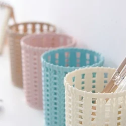 Lalagyan ng Lapis Office Desk Metal Mesh Square Pen Pot Cup Case Container Organizer Storage Matibay na Pencil Case Mga Accessory sa Opisina