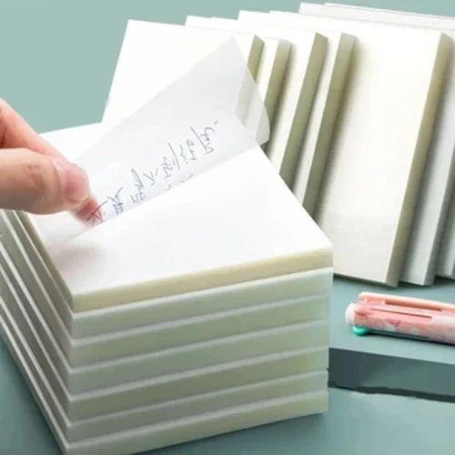 50 PCS Transparent Sticky Notes Memo Pad Art Paper Student School Office Stationary Non-Ucovering Index Stickers Planner Notepad