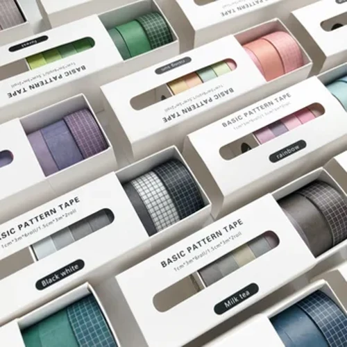 8pcs Rangi Safi Mapambo ya Msingi Washi Masking Tape Scrapbooking Vifaa vya Shule ya Stationary