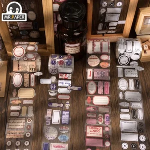 An tUasal Páipéar Lipéad Téip Vintage Maisiú Marc Inscríofa Lámhleabhar DIY Ábhar Greamáin Soláthairtí Gleoite Páipéarachais 4 Stíl