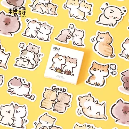 45 db Kawaii macska matricák Esztétikus helyhez kötött aranyos matricák macska szerelmeseinek ideális laptop naplók tervezői Scrapbook