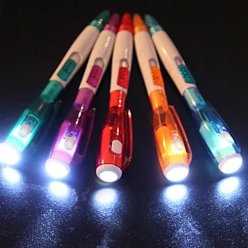 4 cái Vui Văn Phòng Phẩm Đồ Chơi cho Trẻ Em Bi Ball Point Pen Led Đèn Pin Torch