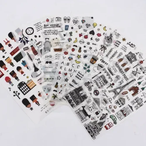 Eurooppalainen tyyli Matkapäiväkirja Paperi Tarra Koristepäiväkirja Scrapbooking Tarra Tarra Kawaii Korean Paperitarrat Tarrat