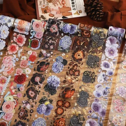 I-JIANWU 200mm/500mm/ I-Roll Antique Landscaping Flower Imbali Ekhethekile Yamafutha Washi Iphepha I-PET Tape Creative DIY Qoqa I-Decor Stationary
