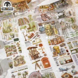 Mr. Paper 6 Style Retro Life Item Pattern Nastro in PET Manuale Adesivo circolare Forniture di cancelleria carine