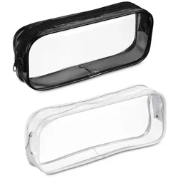 Astuccio trasparente con cerniera Astuccio per penne stile semplice Astuccio per penne di grande capacità per studenti, forniture di cancelleria per scuola e ufficio