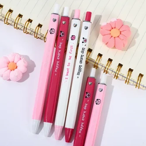 4 vnt Lovely Cartoon Beaver 0,55 mm gelio rašiklis studentui juodo rašalo rašomasis rašiklis Kawaii Shool stacionarus