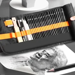 27/38/47 stk Skitseblyanter Sæt Roll Up Canvas Wrap Skitsering Blyantpose Kunst Tegning Supplies Trækul Æltet Viskelæder