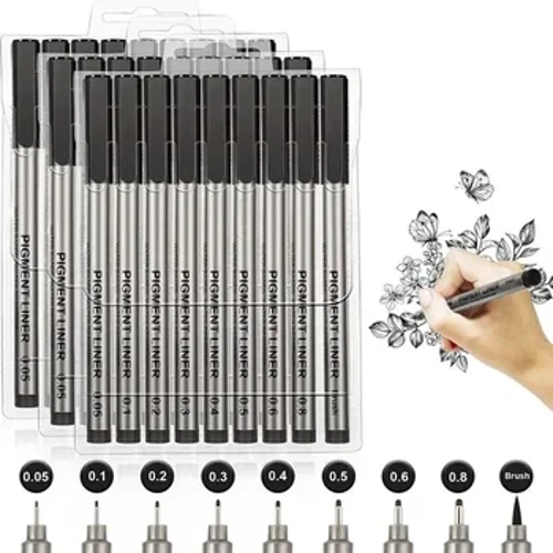 9 db/szett Profession Pigment Liner Micron Ink Art jelölőtoll vázlatrajzokhoz Képregények Mikron Liner Ecset Horog Vonal Toll Kellékek