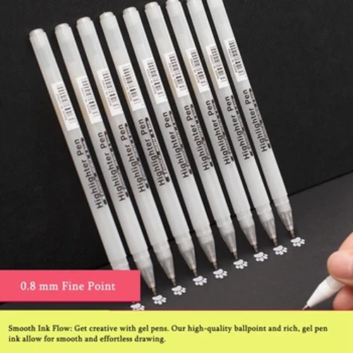 Peann Glóthach Bán 3/13Pc 0.8mm Mínphointe Slat Athlíonta Peann Bán d'Ealaíontóirí Líníocht Ealaíne Scríbhneoireachta Sceitseáil Aibhsithe Marcóir Mínlíneach