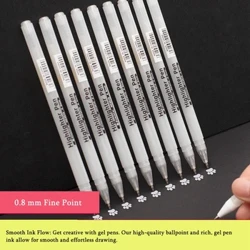 Peann Glóthach Bán 3/13Pc 0.8mm Mínphointe Slat Athlíonta Peann Bán d'Ealaíontóirí Líníocht Ealaíne Scríbhneoireachta Sceitseáil Aibhsithe Marcóir Mínlíneach