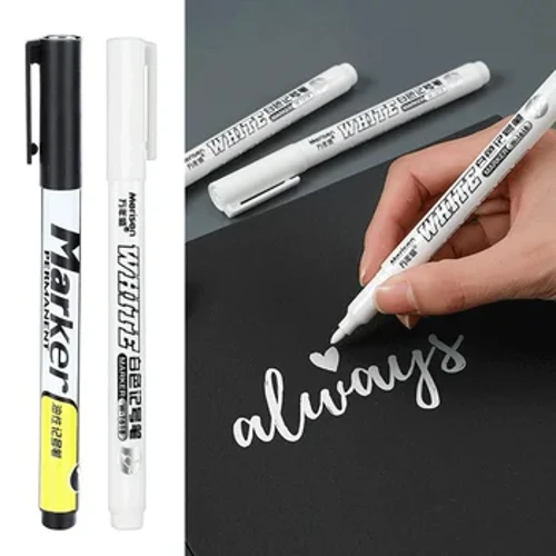 1 mm-ko errotulagailu zuriak/beltzak sorta koipetsua iragazgaitza gel zuriko boligrafoa DIY Graffiti zirriborroa errotulatzailea Papergintza idazketa Eskolako materiala