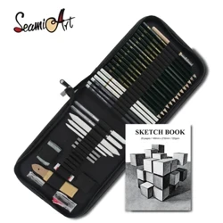 I-Seamiart 36pcs Professional Painting Sketch Set with Charcoal Pencils 6H-12B Amathuluzi Okudweba Isikhwama SeCanvas Sabahlinzeki Bezobuciko