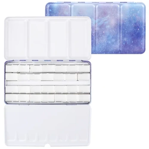Paleta de aquarela vazia com 28 panelas completas vazias, lata de aquarela com paleta dobrável para pintura e desenho a ar plein