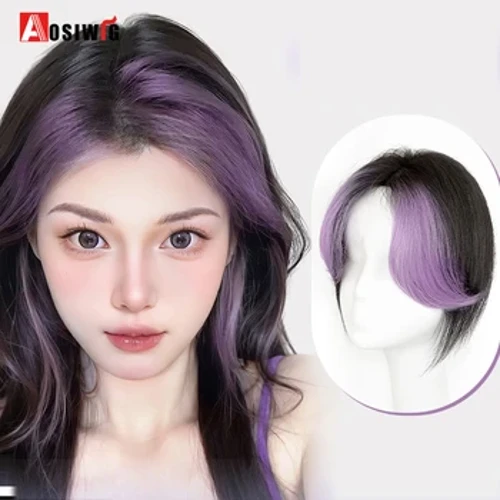 Sintetički highlight fаrbаnje sа srednjim rаzdvojenim šiškаmа Šiške sа kopčom zа šiške Produžetаk zа kosu od prirodnog prаškа Topper zа kosu dodаci zа žene