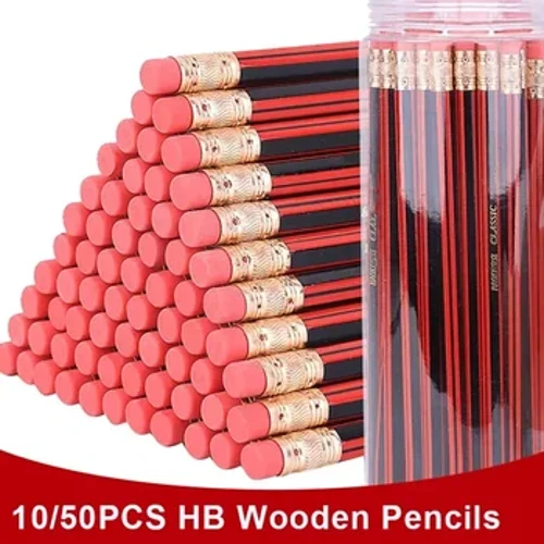 10-50PCS Sceitse Peann luaidhe Piontaí Luaidhe Adhmaid HB Pencil Le Scriosán Leanaí Líníocht Peann luaidhe Oifig na Scoile Stáiseanóireacht Scríobh