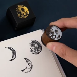 Vintage Moon Series træstempel DIY Craft trægummistempler til scrapbog Papirvarer Scrapbog Standard stempel