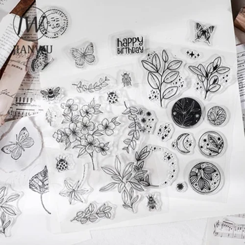 JIANWU Minimalistisk Svart Vit Transparent stämpel Kreativ Retro Scrapbooking Journaldekoration Silikonförsegling Brevpapperstillbehör