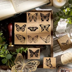 “Yoofun Vintage” kebelekleri Scrapbooking Journalurnalynyň gündelik bezegi kanselýariýalary üçin agaç möhüri standart retro möhüri