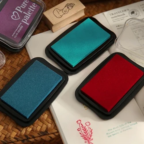 Retro Gỗ Inkpad 6.5*9.8Cm Kích Thước Lớn 12 Màu Vintage Cho Tem Đồ Trang Trí Thêu Sò Mực Miếng Lót Cao Su tem Giấy Inkpad