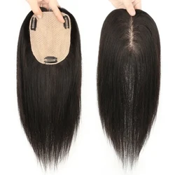 30cm Seid Base Mënsch Hoer Toppers Clip In Bangs Fringe Hoer Stécker Riichtaus Cover Wäiss Hoer Verloscht Fir Fraen Remy Black Hoer