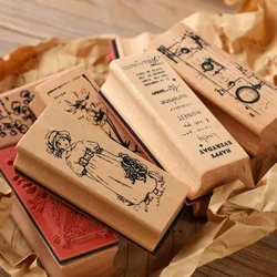 Timbres en bois de plantes Vintage, tampons créatifs en bois et en caoutchouc pour Scrapbooking, fabrication de cartes, artisanat, carnet de notes, planificateur, décor de bureau