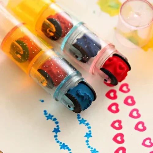 3/6Pcs Cute Mini Roller Stamp Seal Highlighter Izingane Ukufunda Okuhlekisayo Ikhathuni DIY Roller Umdwebo Diary Ithuluzi Izipho Zengane