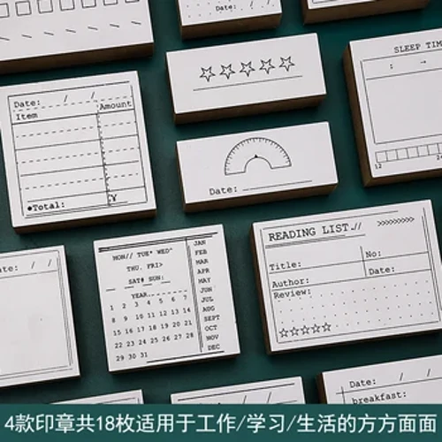 핸드북 기능 기록/시간/일일/도전 DIY 나무 고무 스탬프 scrapbooking 편지지 장식 Office Supplie 세트