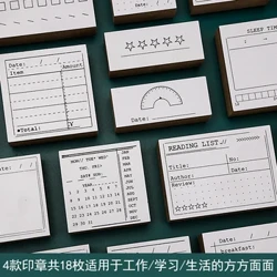 Handboksfunktion Spela in/tid/dagligen/utmana gör-det-själv-trägummistämplar för scrapbooking pappersvaror dekorativt kontorsmaterialset