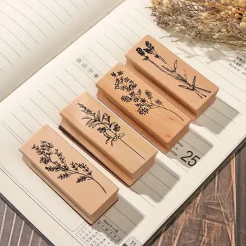 Vintage Bitkiler Damga Bitki ve Çiçek Desen Ahşap Lastik Pullar DIY Scrapbooking Standart Ahşap Bitkiler Damga