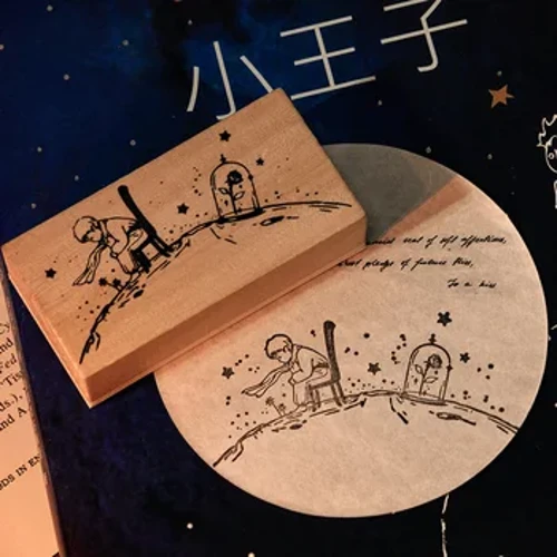 Küçük Prens Gezegen Gül Ahşap Lastik Pullar Kart Yapımı Için Diy Lastik Damga Scrapbooking