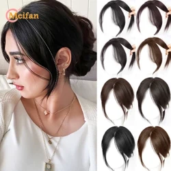 MEIFAN Syntetisk Midtdel Topper Hårpynt med Bangs Clip-In Bangs Extension Naturlig Usynlig lukking Hårstykke for kvinner