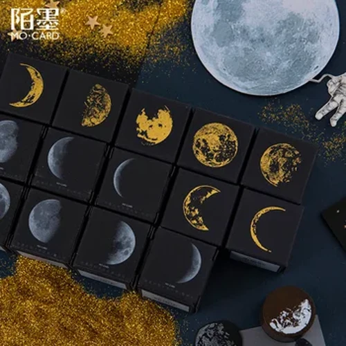 Perangko Karet Kayu Segel Kayu Set Bulan Series Dekorasi Diy Stationery Stamp