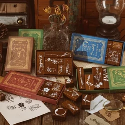 Yoofun 6ks/box Vintage razítka s květinovými rostlinami Dřevěná gumová pečeť na dopisy Diář DIY Craft Scrapbooking Card Making