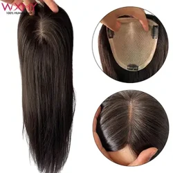 Tóc Thẳng Trang Trí Đồ Dành Cho Nữ Da Lụa Đế Tóc Topper Với 3 Kẹp Kẹp Tóc Remy Trinh Nữ Tóc Miếng 8-20Inch
