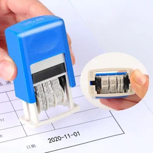 Sigillo regolabile Timbro data automatico Timbro temporale Data universale Testo timbro a rullo con ritorno inchiostro