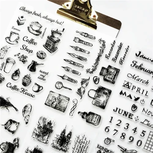 JIANWU 1 Pcs Sêl Silicôn Tryloyw Stamp Retro Awyrennau Tŵr Adeiladu Stampiau Clir Cyflenwadau Swyddfa Stampiau Deunydd Ysgrifennu DIY